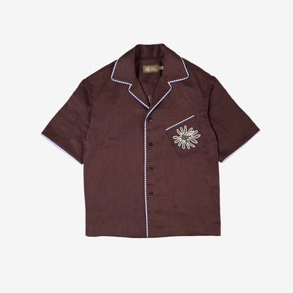 BOWLING SHIRT IN BROWN LINEN