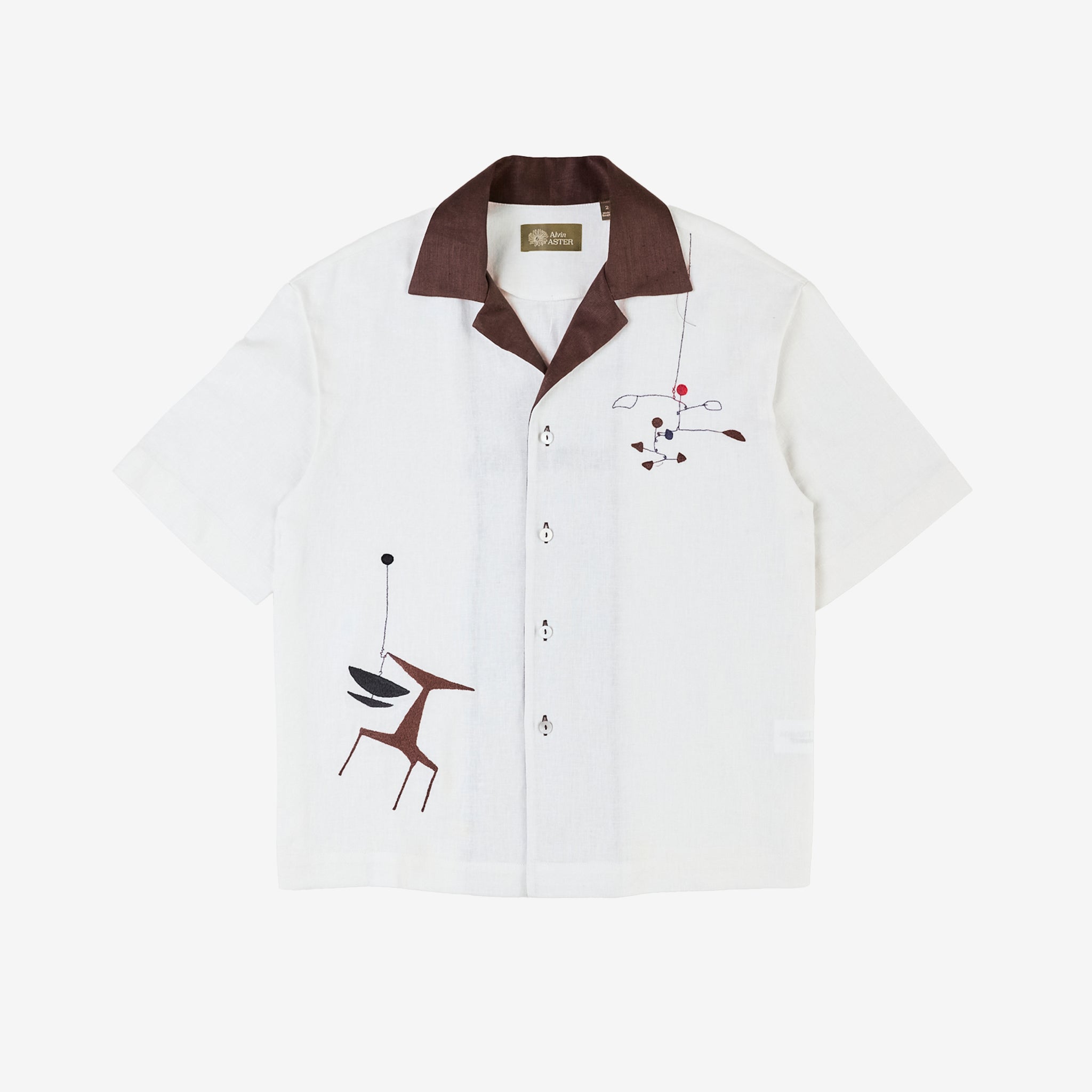 BROWN COLLAR BOWLING SHIRT