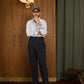 DOUBLE PLEATED TROUSERS in NAVY