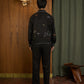 EMBROIDERED BLOUSON JACKET in BLACK LINEN