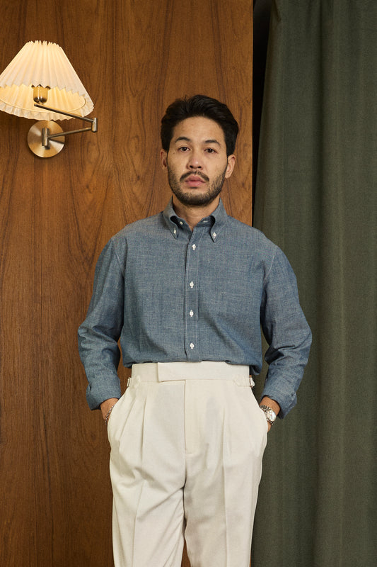 BUTTON DOWN SHIRT in CHAMBRAY