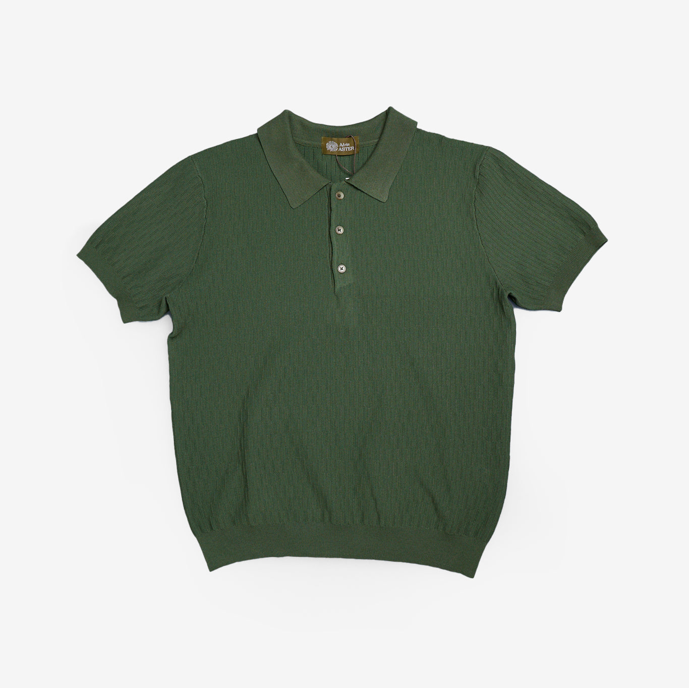 KNITTED POLO SHIRT IN SEAWEED GREEN