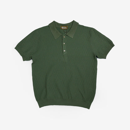 KNITTED POLO SHIRT IN SEAWEED GREEN