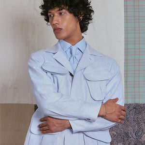 SAFARI JACKET in LIGHT BLUE LINEN