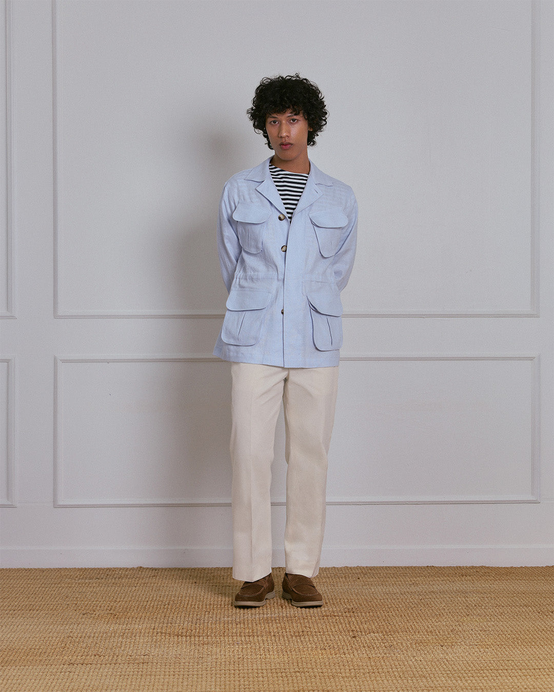 SAFARI JACKET in LIGHT BLUE LINEN