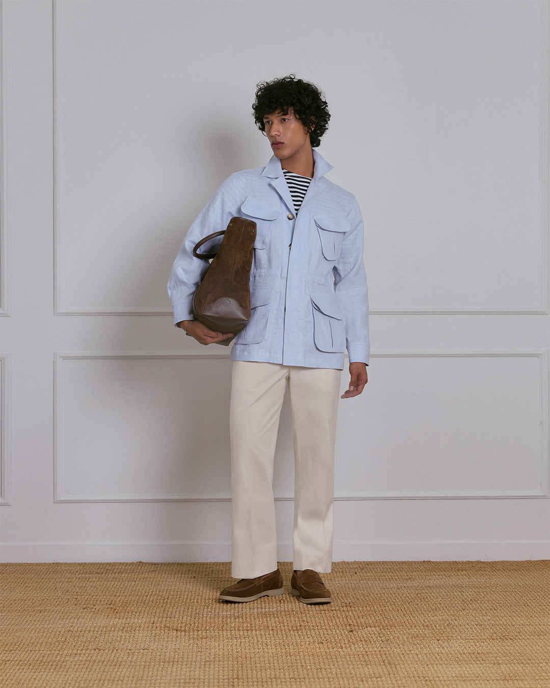 SAFARI JACKET in LIGHT BLUE LINEN