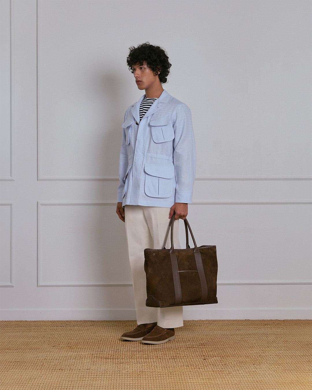 SAFARI JACKET in LIGHT BLUE LINEN