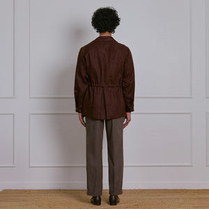 SAFARI JACKET in DEEP BROWN LINEN