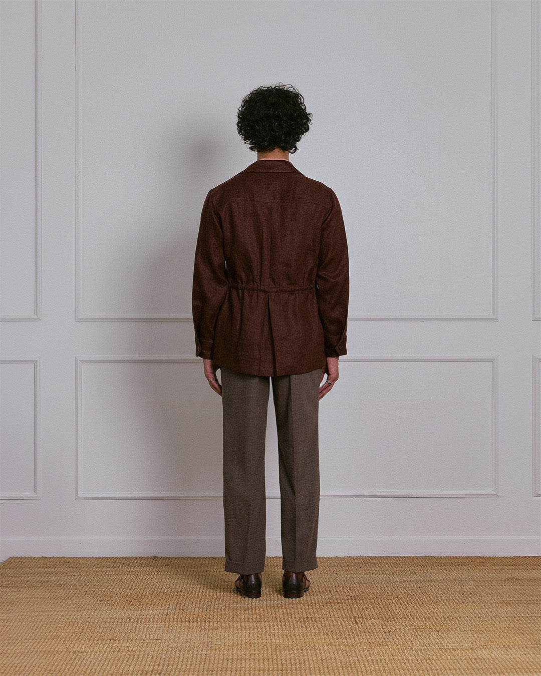 SAFARI JACKET in DEEP BROWN LINEN