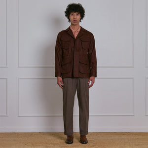 SAFARI JACKET in DEEP BROWN LINEN