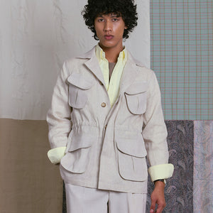 SAFARI JACKET in LIGHT BEIGE LINEN