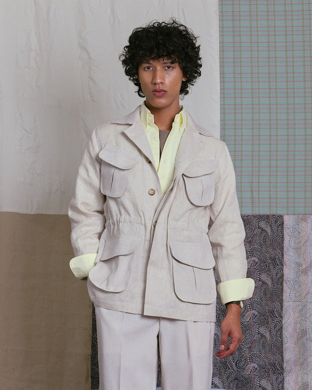 SAFARI JACKET in LIGHT BEIGE LINEN
