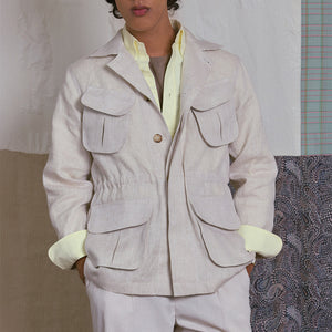 SAFARI JACKET in LIGHT BEIGE LINEN