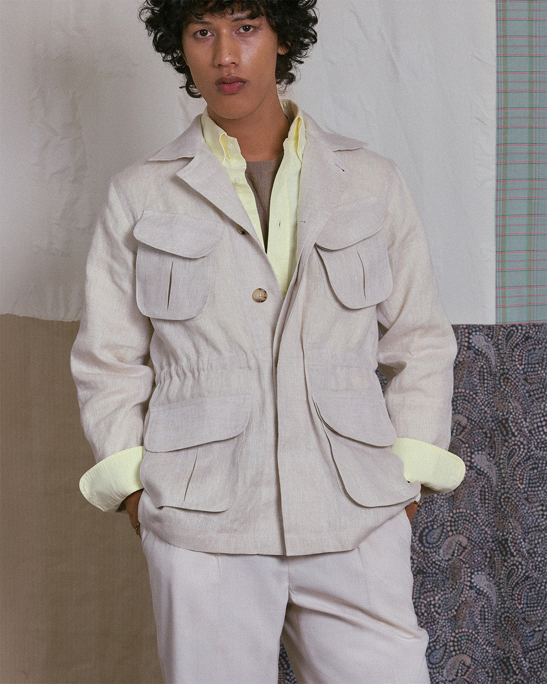 SAFARI JACKET in LIGHT BEIGE LINEN