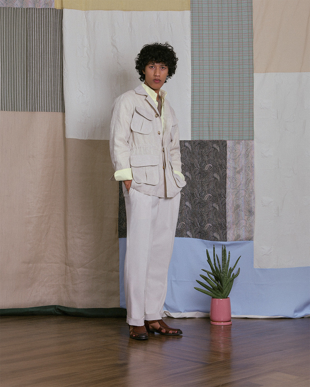 SAFARI JACKET in LIGHT BEIGE LINEN