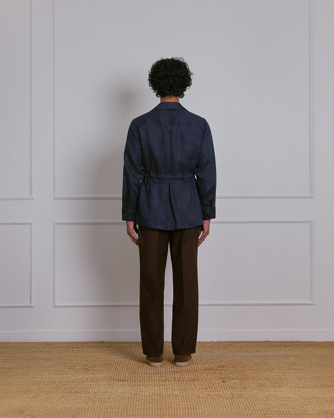 SAFARI JACKET in NAVY BLUE LINEN
