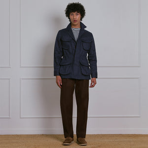 SAFARI JACKET in NAVY BLUE LINEN